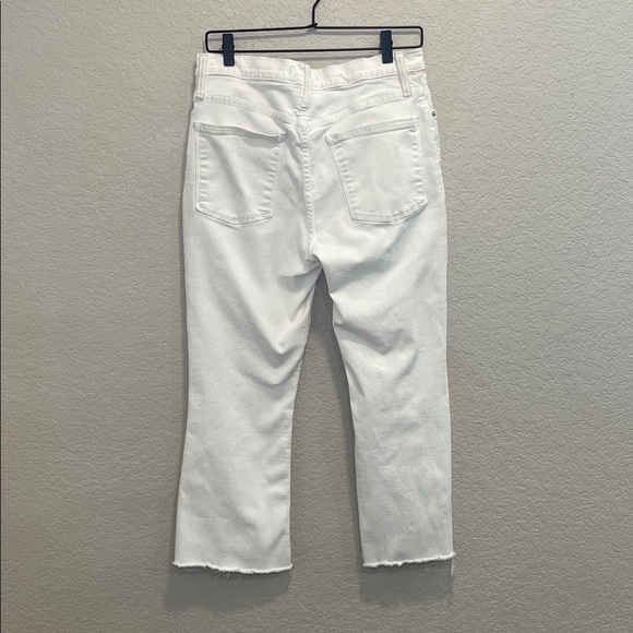 Madewell Cali Demi Boot Women's Cropped White Jeans with Frayed Hem 30 - Picture 7 of 7